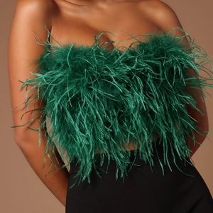Emerald Green Feather Top from Fashion Nova